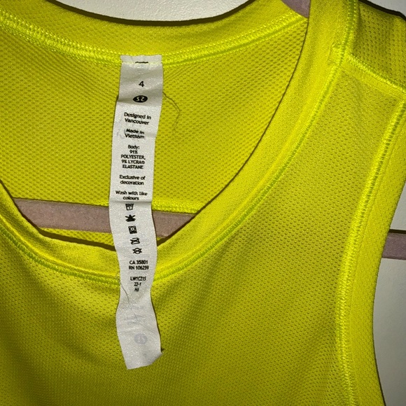 Lululemon Athletica Neon Yellow Tank Top - Picture 4 of 5